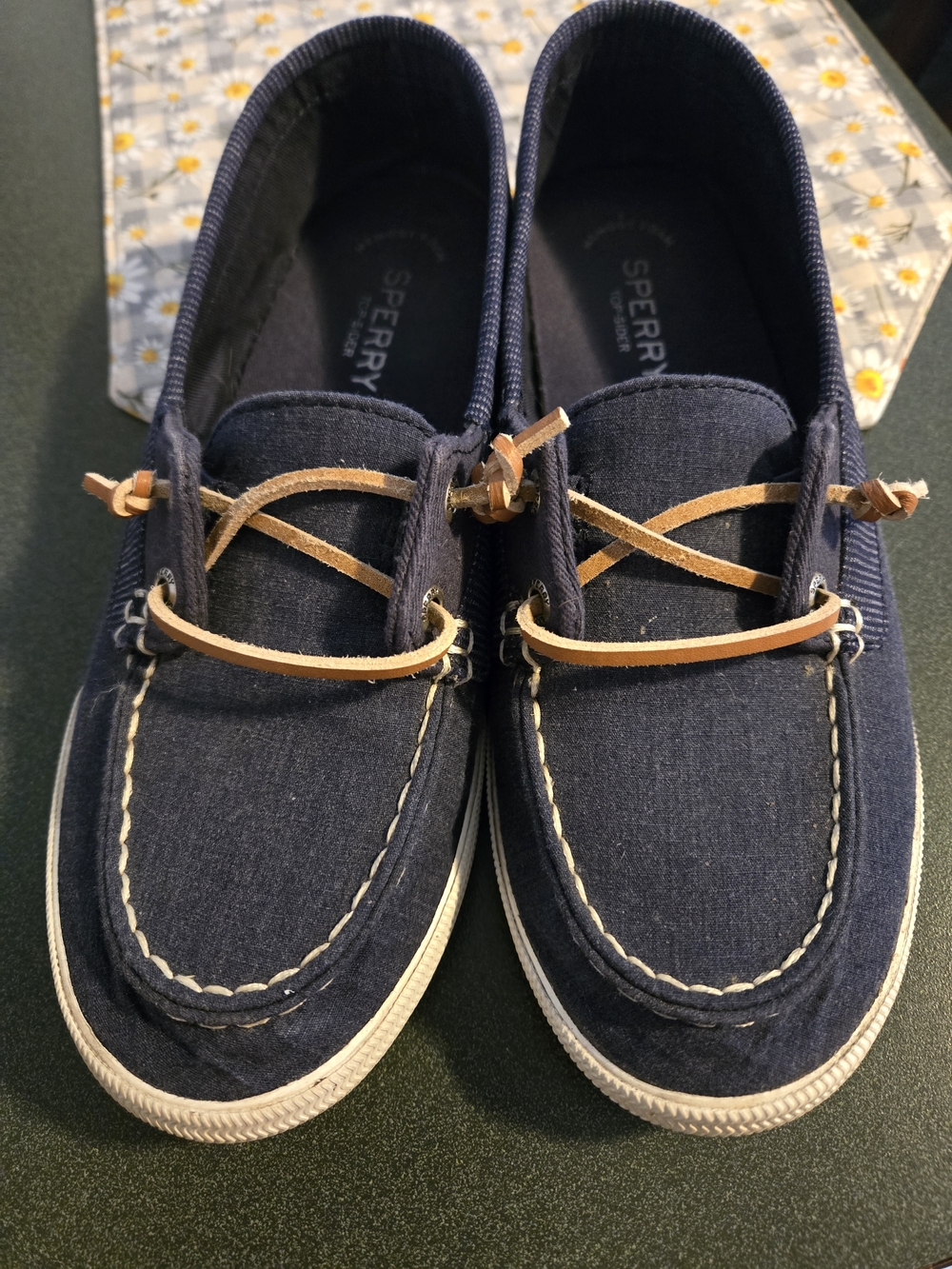 Sperry Light Navy Canvas Boat Shoes with Leather Laces - Picture 3 of 5